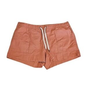 Vuori Ripstop Shorts Women Size XL Orange Drawstring Athletic Pockets Cotton